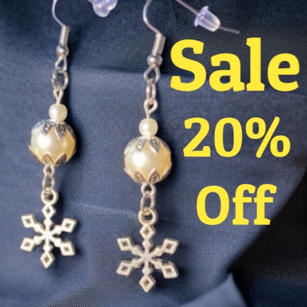 Elegant Snowflake Dangle Earrings in Silver and White